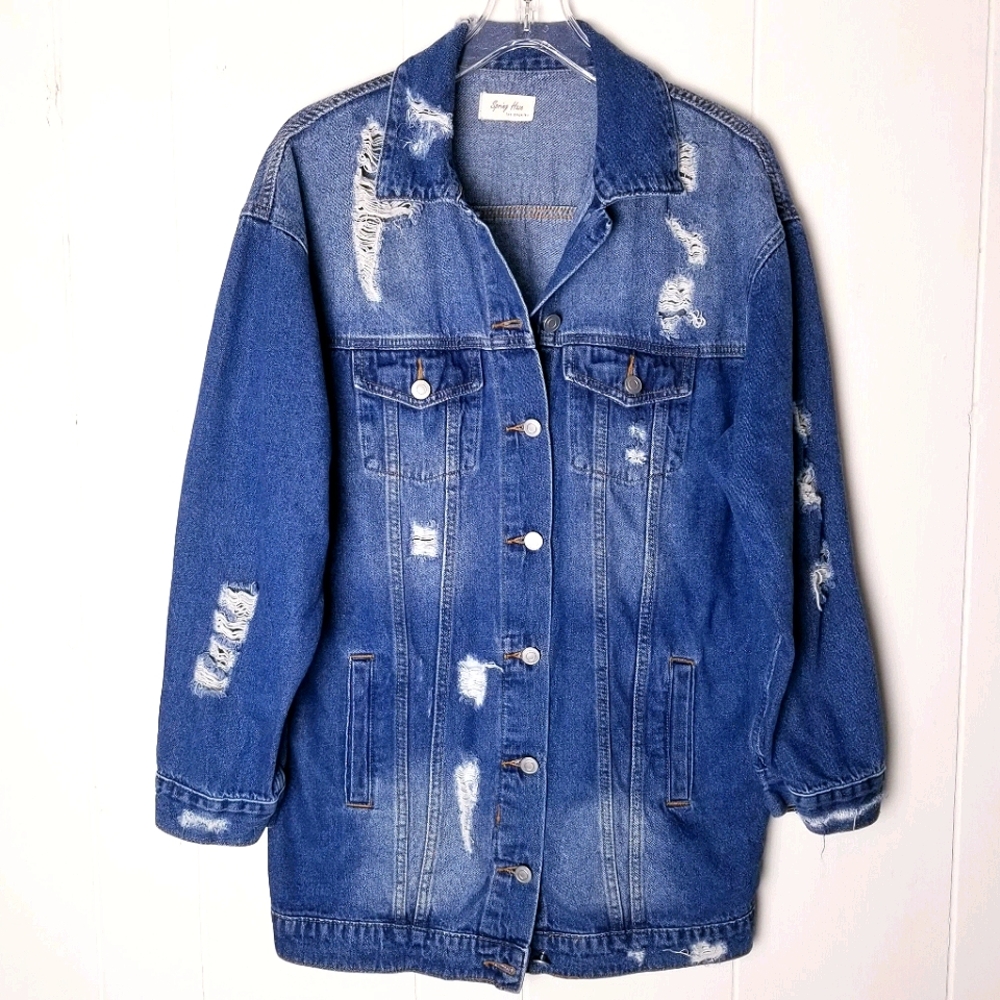 Spring Haze Distressed Jean Jacket Size Medium